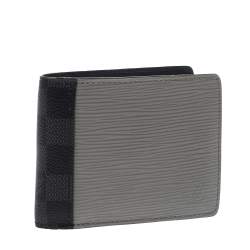 Pre Owned Louis Vuitton Blue/Grey Epi Leather and Damier Graphite Canvas Patchwork Multiple Wallet