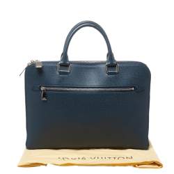 Pre Owned Louis Vuitton Blue Ardoise Taiga Leather Slim Document Briefcase