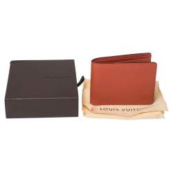 Pre Owned محفظة لوي فيتون متعددة الفتحات و ثنائية الطيه جلد برتقالي