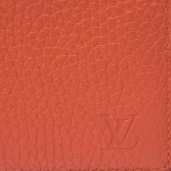 Pre Owned محفظة لوي فيتون متعددة الفتحات و ثنائية الطيه جلد برتقالي