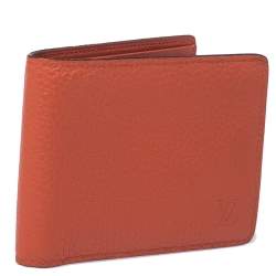 Pre Owned محفظة لوي فيتون متعددة الفتحات و ثنائية الطيه جلد برتقالي