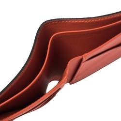 Pre Owned محفظة لوي فيتون متعددة الفتحات و ثنائية الطيه جلد برتقالي