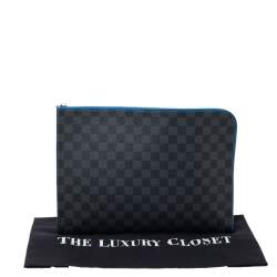Pre Owned Louis Vuitton Blue Damier Graphite Canvas Pochette Jour GM 