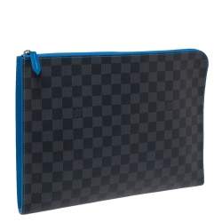 Pre Owned Louis Vuitton Blue Damier Graphite Canvas Pochette Jour GM 