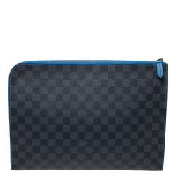 Pre Owned Louis Vuitton Blue Damier Graphite Canvas Pochette Jour GM 