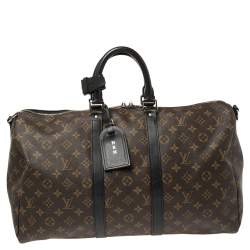 مملوكة مسبقًا Louis Vuitton Black Monogram Canvas Keepall Bandouliere 45 Bag