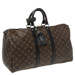 مملوكة مسبقًا Louis Vuitton Black Monogram Canvas Keepall Bandouliere 45 Bag