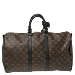 مملوكة مسبقًا Louis Vuitton Black Monogram Canvas Keepall Bandouliere 45 Bag