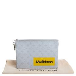 Pre Owned Louis Vuitton White Monogram Zipped Pouch GM 