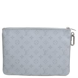 Pre Owned Louis Vuitton White Monogram Zipped Pouch GM 