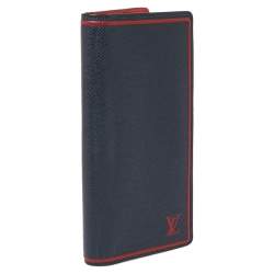 مملوكة مسبقًا Louis Vuitton Blue/Red Taiga Leather Brazza Wallet 