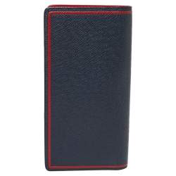 مملوكة مسبقًا Louis Vuitton Blue/Red Taiga Leather Brazza Wallet 