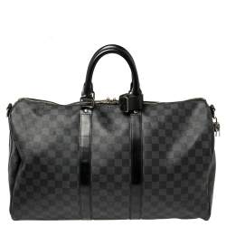 Louis Vuitton Keepall 45 Bandouliere Damier Graphite Canvas Black Leather  ref.565601 - Joli Closet