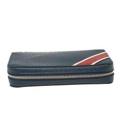 مملوكة مسبقًا محفظة لوي فيتون اكس أل زيبي خطوط رأسية جلد تايغا أزرق داكن