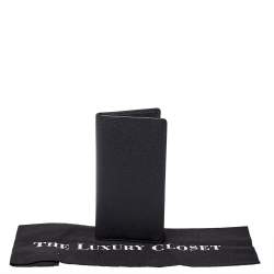 Pre Owned Louis Vuitton Black Taiga Leather Long Wallet