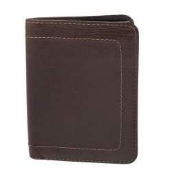 Pre Owned Louis Vuitton Dark Brown Utah Leather Bifold Wallet