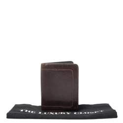 Pre Owned Louis Vuitton Dark Brown Utah Leather Bifold Wallet