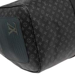 Pre Owned Louis Vuitton Monogram Eclipse Canvas Patchwork Keepall Bandouliere 50 Bag