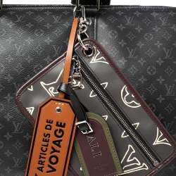 Pre Owned Louis Vuitton Monogram Eclipse Canvas Patchwork Keepall Bandouliere 50 Bag