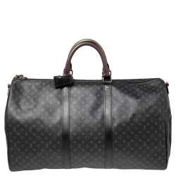 Pre Owned Louis Vuitton Monogram Eclipse Canvas Patchwork Keepall Bandouliere 50 Bag