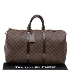 Louis Vuitton Damier Ebene Canvas Keepall 50 Bag