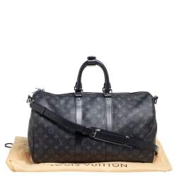Pre Owned Louis Vuitton Monogram Eclipse Canvas Keepall Bandouliere 45 Bag