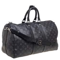 Pre Owned Louis Vuitton Monogram Eclipse Canvas Keepall Bandouliere 45 Bag