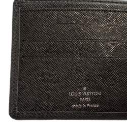 Pre Owned محفظة لوي فيتون كومباكت طية ثنائية جلد تياجا سوداء 