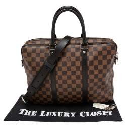 Pre Owned Louis Vuitton Damier Ebene Canvas Porte Documents Voyage PM Bag