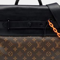 Pre Owned حقيبة لوي فيتون سولار راي ستيمار كانفاس مونوغرامي وجلد أسود PM 
