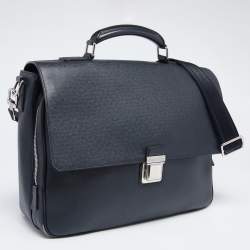 Pre Owned حقيبة مستندات لوي فيتون فاسيلي جلد تايغا أزرق كحلي  PM