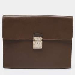 Pre Owned محفظة مستندات لوي فيتون مينوتو جلد تياغا بني