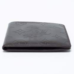 Pre Owned Louis Vuitton Dark Brown Leather Monogram Embossed Bifold Wallet 