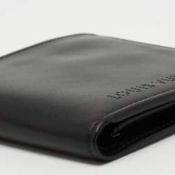 Pre Owned محفظة ثنائية الطي لوي فيتون جلد أسود بشعار ماركة مثقب