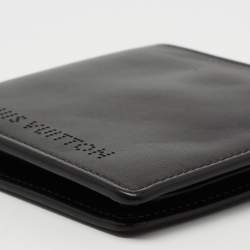 Pre Owned محفظة ثنائية الطي لوي فيتون جلد أسود بشعار ماركة مثقب