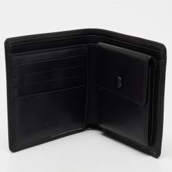 Pre Owned محفظة ثنائية الطي لوي فيتون جلد أسود بشعار ماركة مثقب