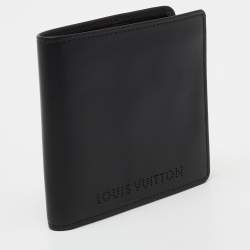 Pre Owned محفظة ثنائية الطي لوي فيتون جلد أسود بشعار ماركة مثقب