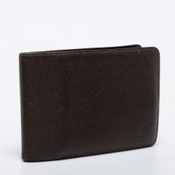 Pre Owned Louis Vuitton Brown Taiga Leather Slender Bifold Wallet