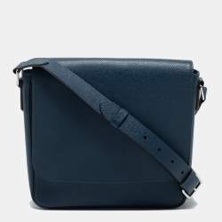 Louis Vuitton Blue Taiga Leather Roman PM Messenger Bag Louis
