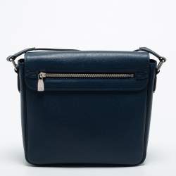 Pre Owned Louis Vuitton Blue Taiga Leather Roman PM Messenger Bag