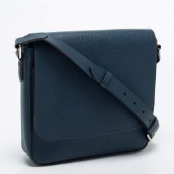 Pre Owned Louis Vuitton Blue Taiga Leather Roman PM Messenger Bag