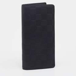 Pre Owned Louis Vuitton Black Damier Infini Leather Brazza Wallet