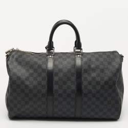 Louis Vuitton Damier Graphite Canvas and Leather Keepall Bandouliere 45 Bag