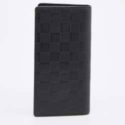Pre Owned Louis Vuitton Black Damier Infini Leather Brazza Wallet