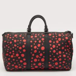 Louis Vuitton X Yayoi Kusama Black/Red Monogram Empreinte Leather Keepall 50 Bandouliere Bag