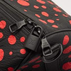 Louis Vuitton X Yayoi Kusama Black/Red Monogram Empreinte Leather Keepall 50 Bandouliere Bag