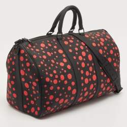 Louis Vuitton X Yayoi Kusama Black/Red Monogram Empreinte Leather Keepall 50 Bandouliere Bag
