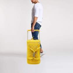 Louis Vuitton Yellow Monogram Knit Horizon Soft Duffle 55 Rolling Luggage
