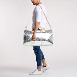 Pre Owned Louis Vuitton Silver Monogram Miroir Keepall Bandouliere 50 Bag