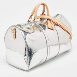 Pre Owned Louis Vuitton Silver Monogram Miroir Keepall Bandouliere 50 Bag